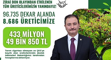 Aldemir: Zirai Dondan Etkilenen Çiftçilere 433 Milyon TL Destek Verilecek