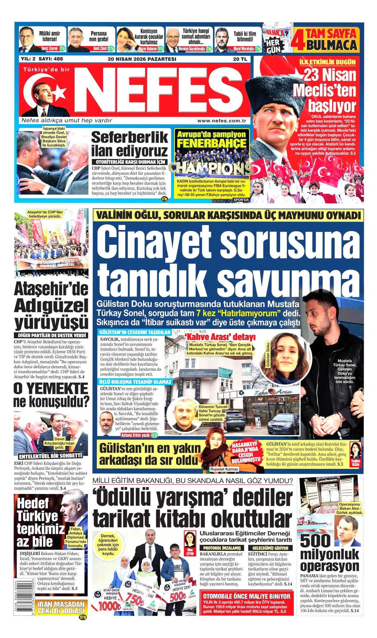 Nefes Gazetesi Gazete Manşeti