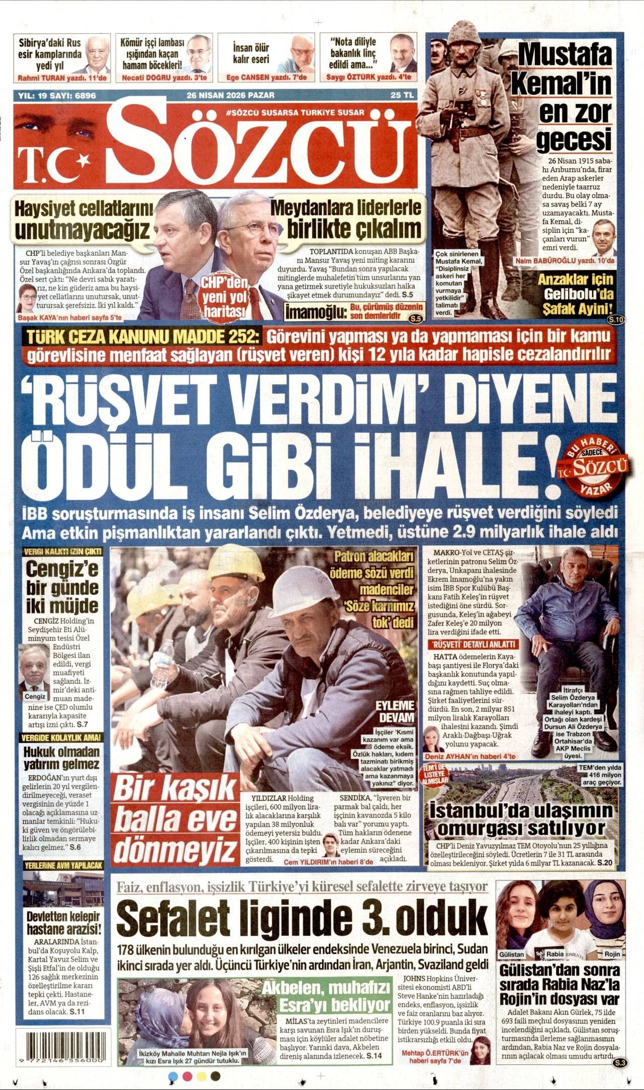 Sözcü Gazetesi Gazete Manşeti