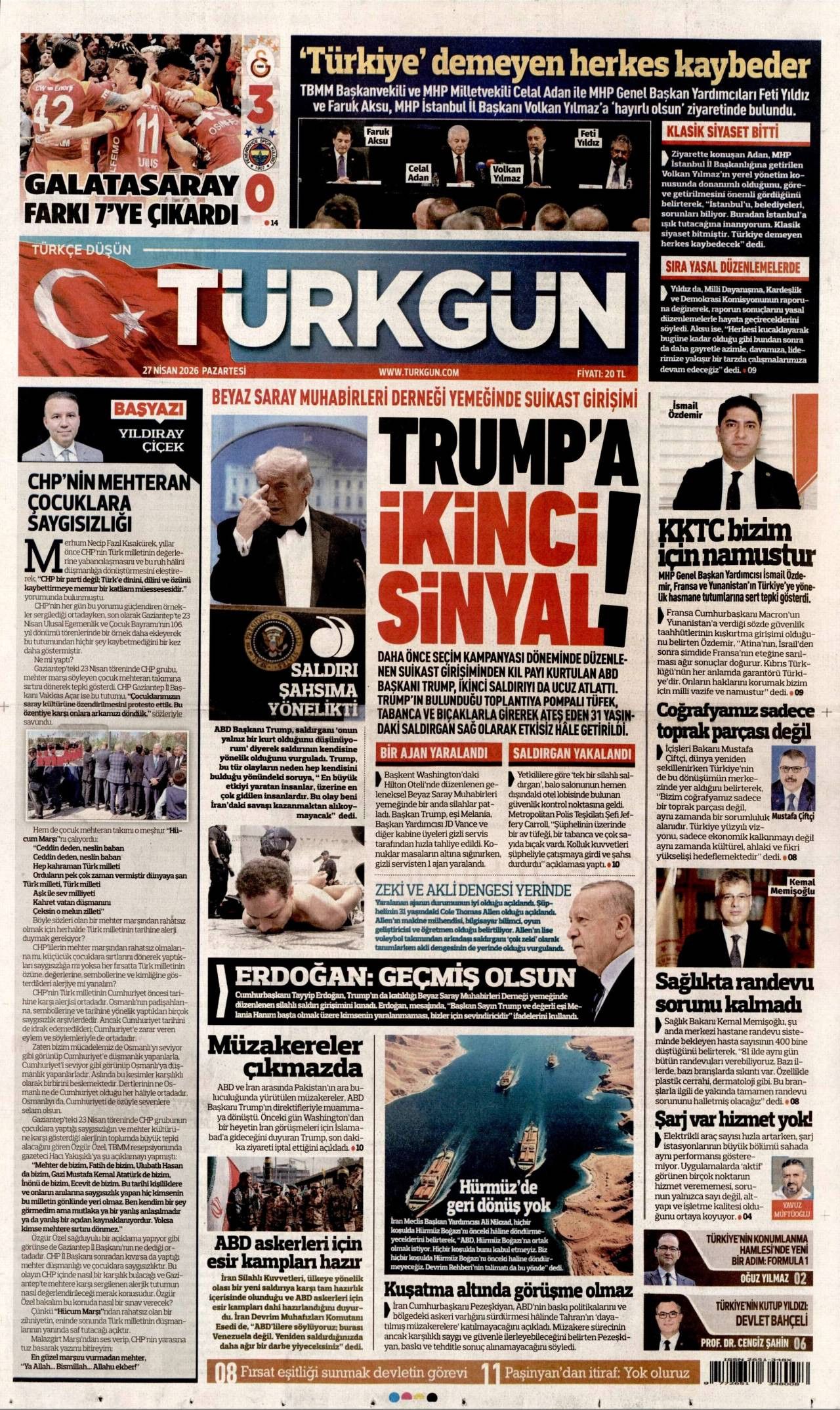 Türkgün Gazetesi Gazete Manşeti