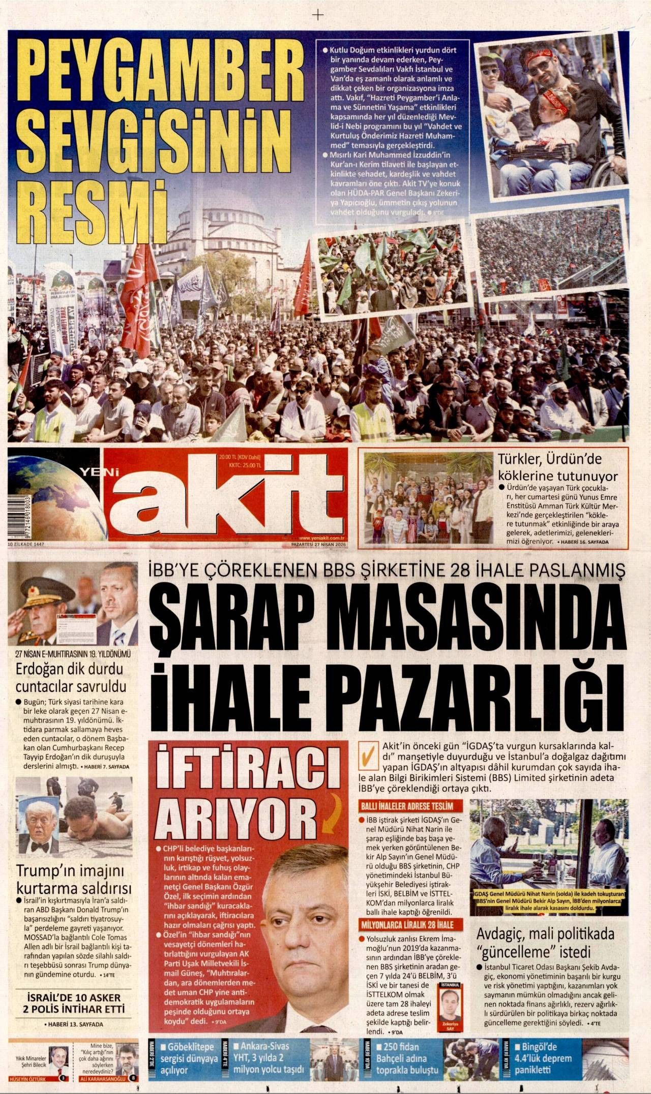 Yeni Akit Gazetesi Gazete Manşeti