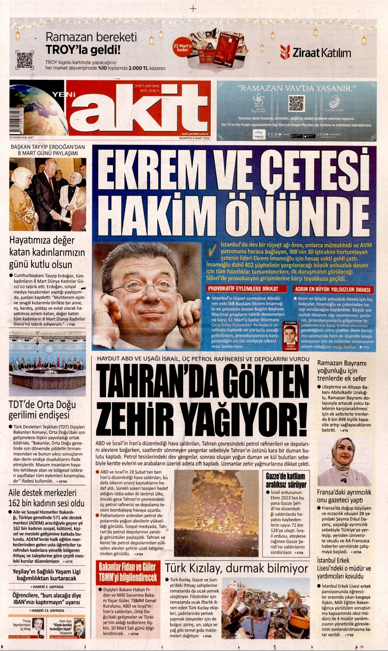 Yeni Akit Gazete Manşeti