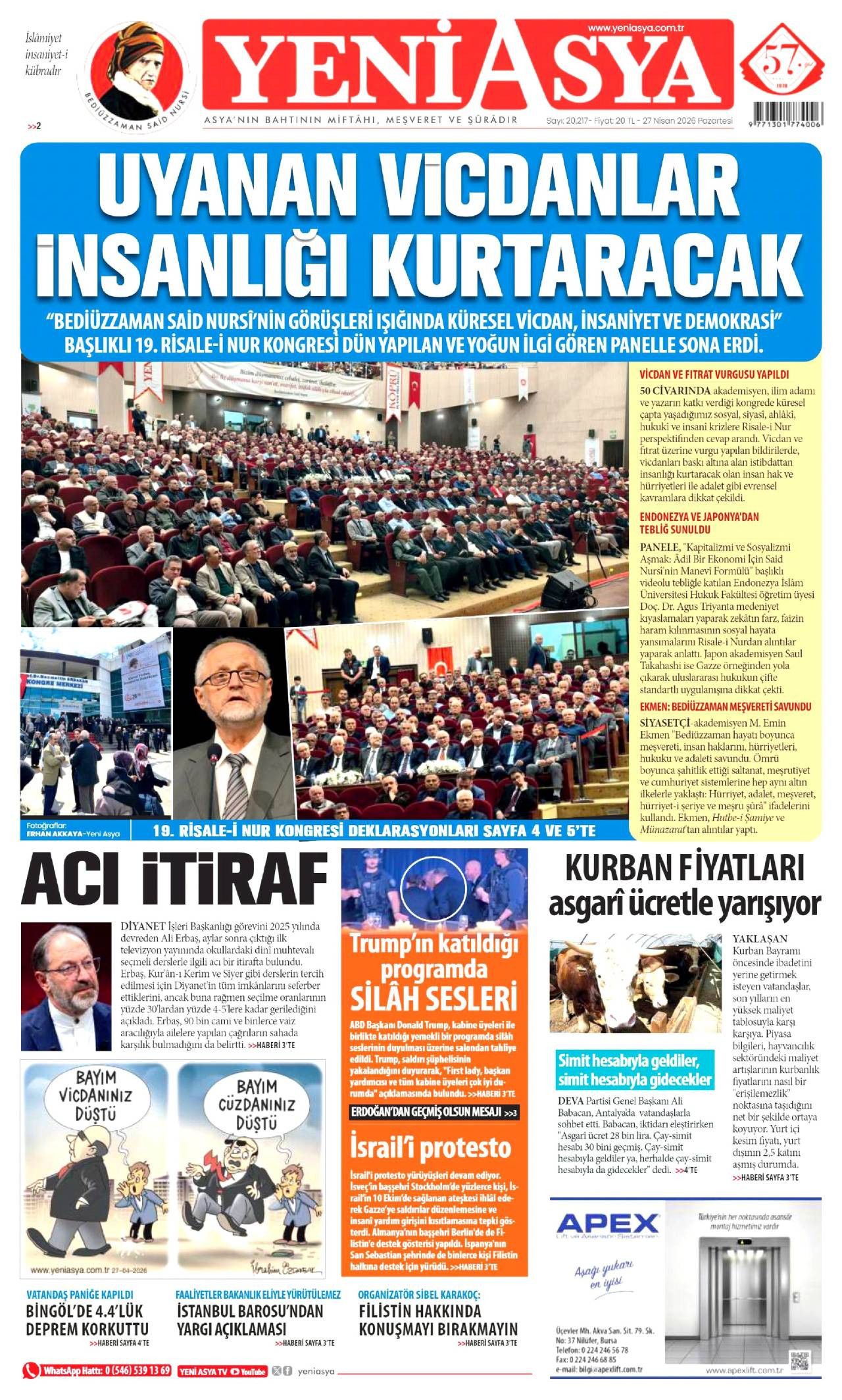 Yeni Asya Gazetesi Gazete Manşeti